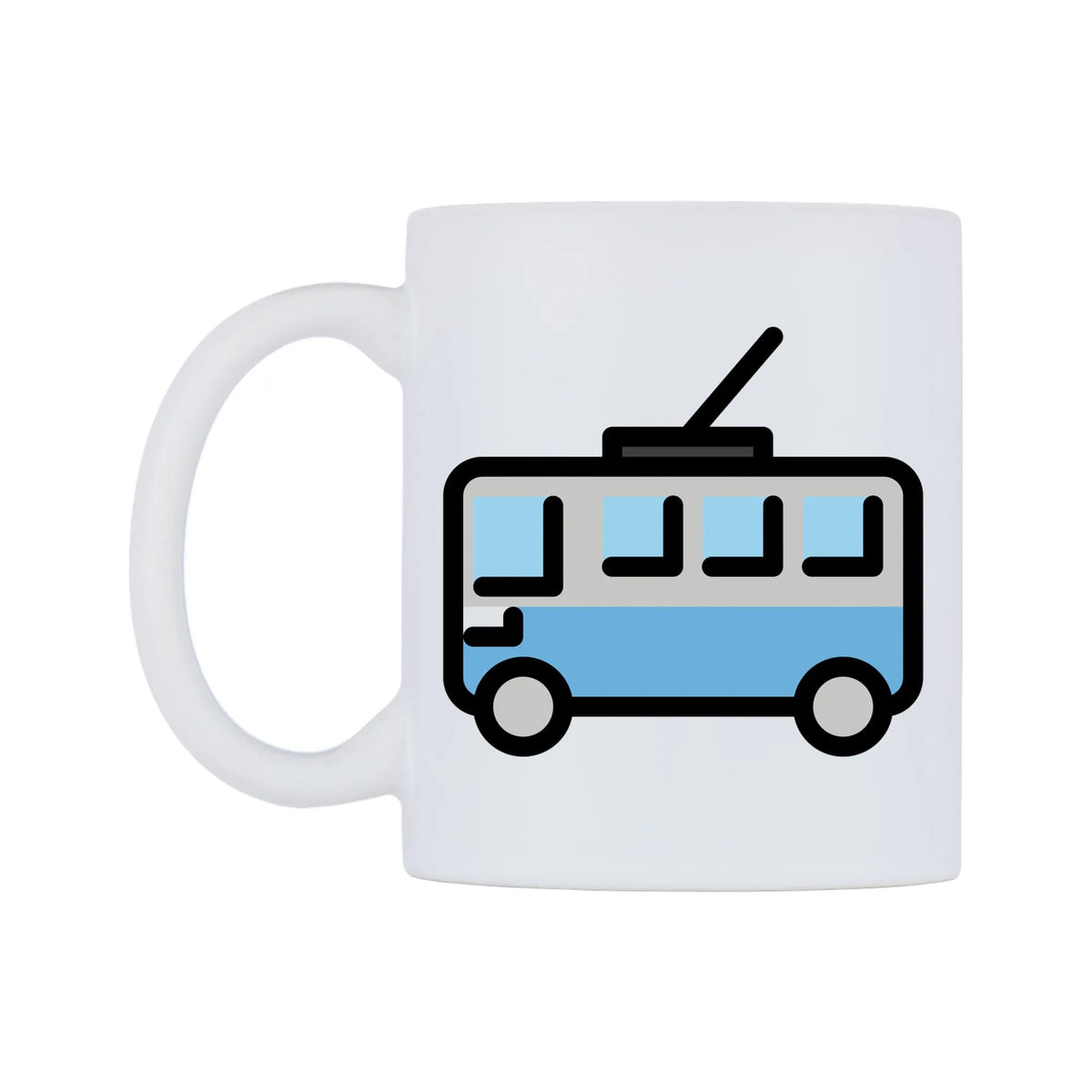 Trolleybus Emoji Mug — mug, right side, on a white background