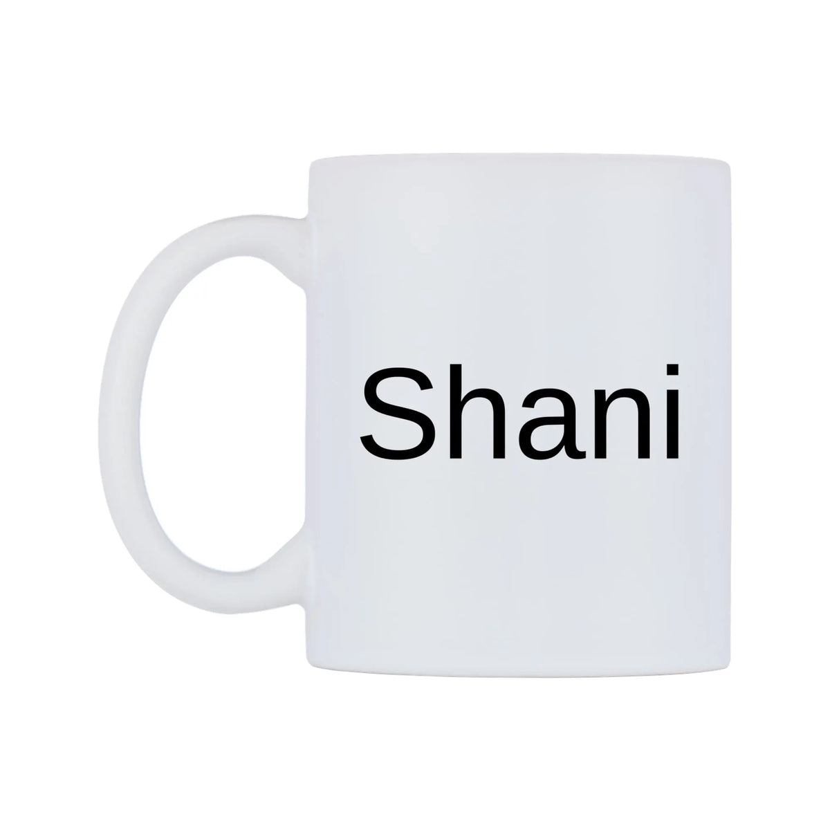 Shani Mug — white 11oz gloss mug, right side, on a white background