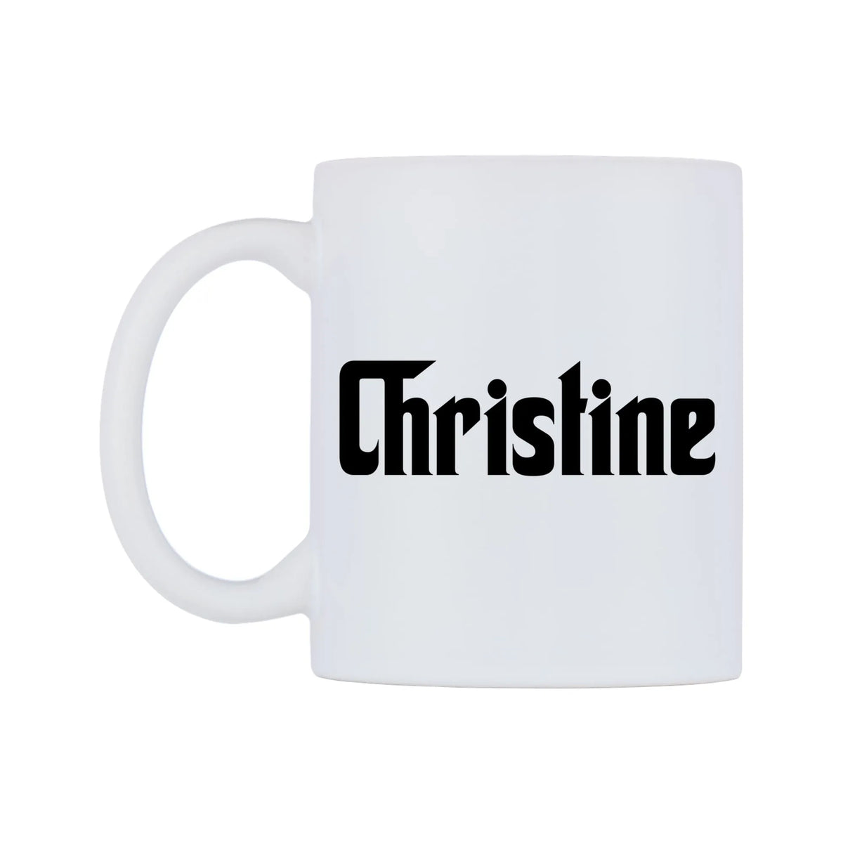 Christine - Godfather Themed Mug — white 11oz gloss mug, right side, on a white background