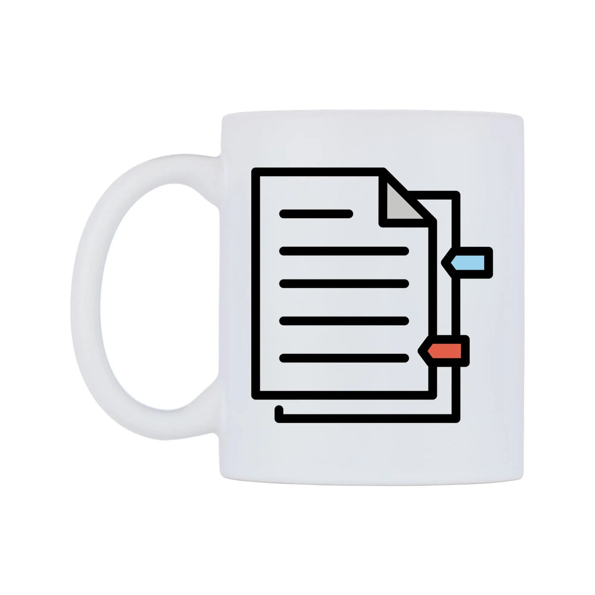 Bookmark Tabs Emoji Mug — mug, right side, on a white background