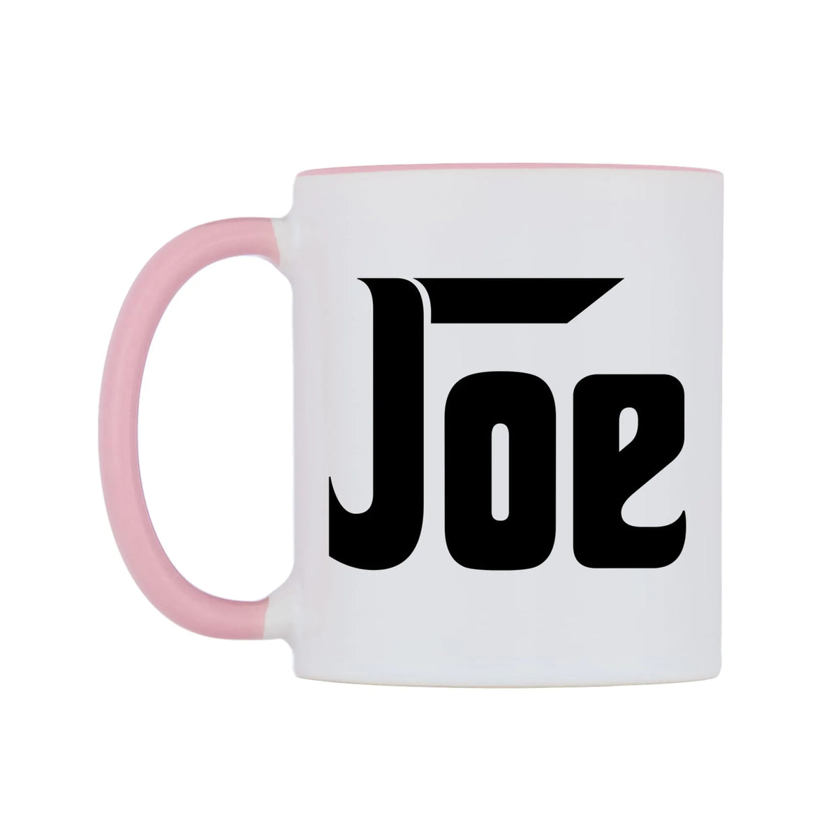 Joe - Godfather Themed Mug — white 11oz gloss mug with a pink inside and handle, right side, on a white background