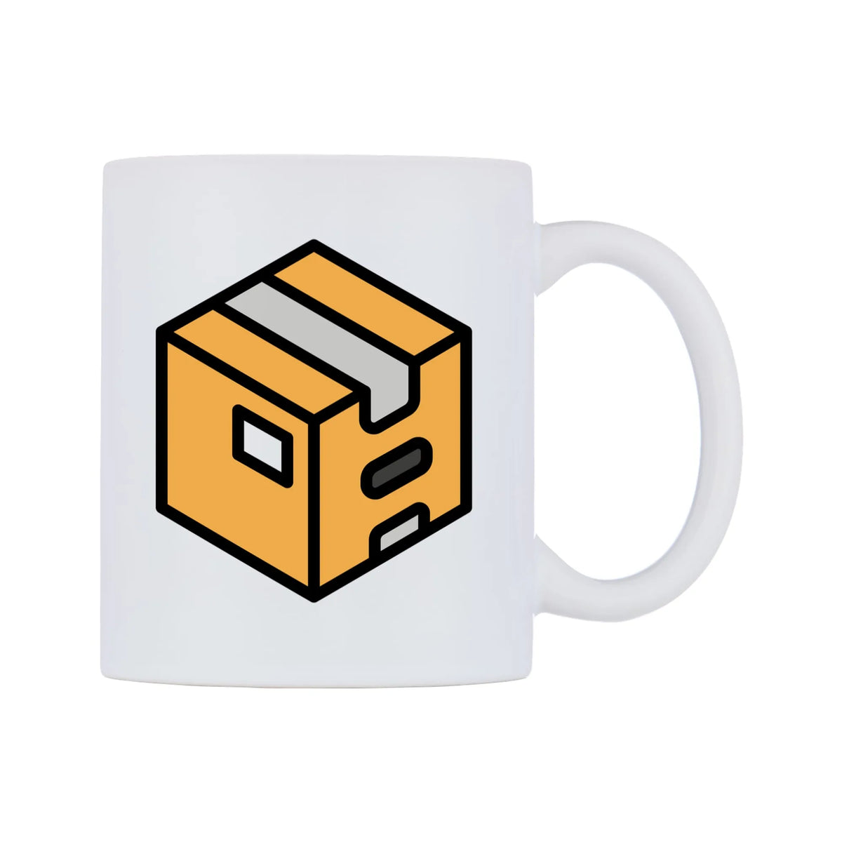 Package Emoji Mug — mug, left side, on a white background