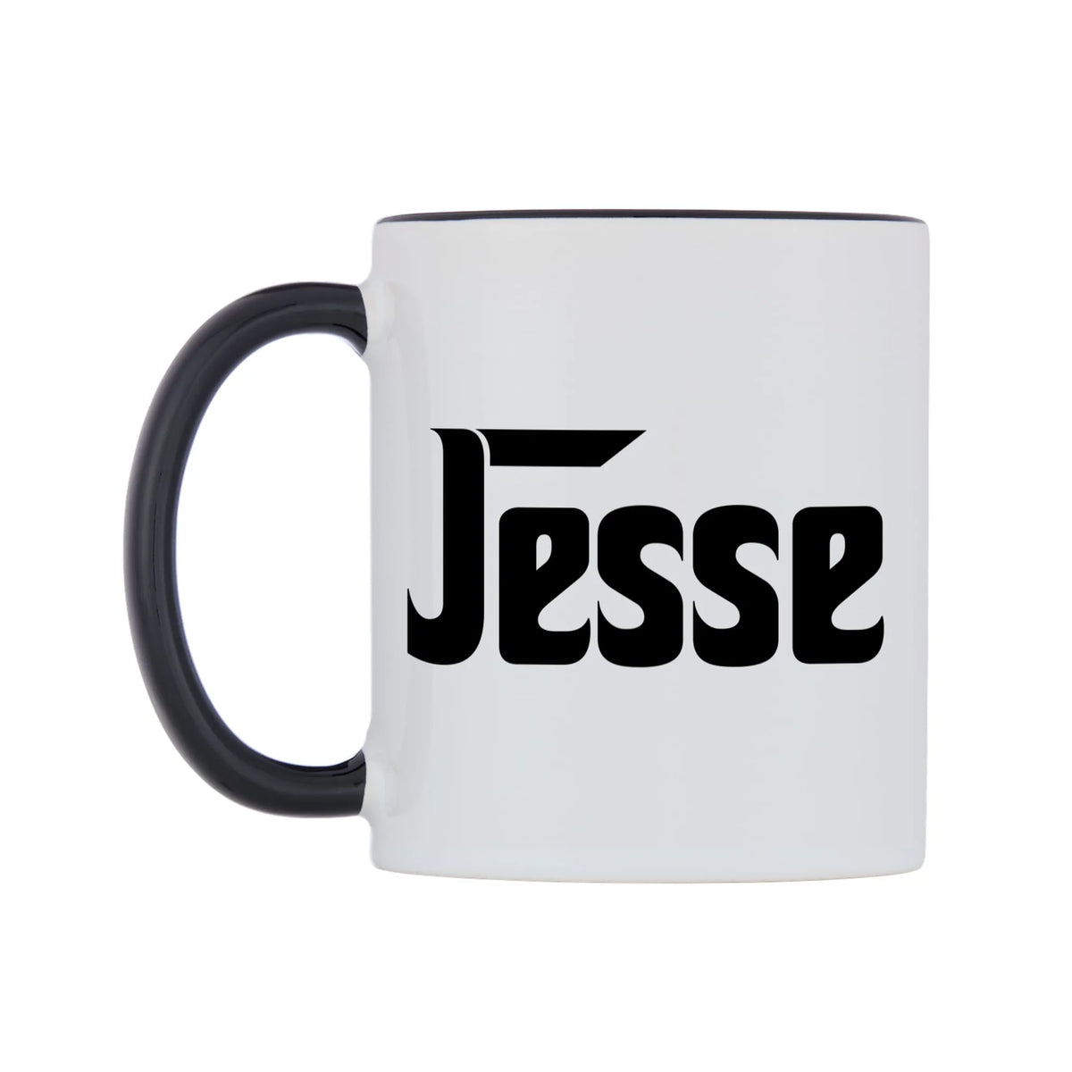 Jesse - Godfather Themed Mug — white 11oz gloss mug with a black inside and handle, right side, on a white background