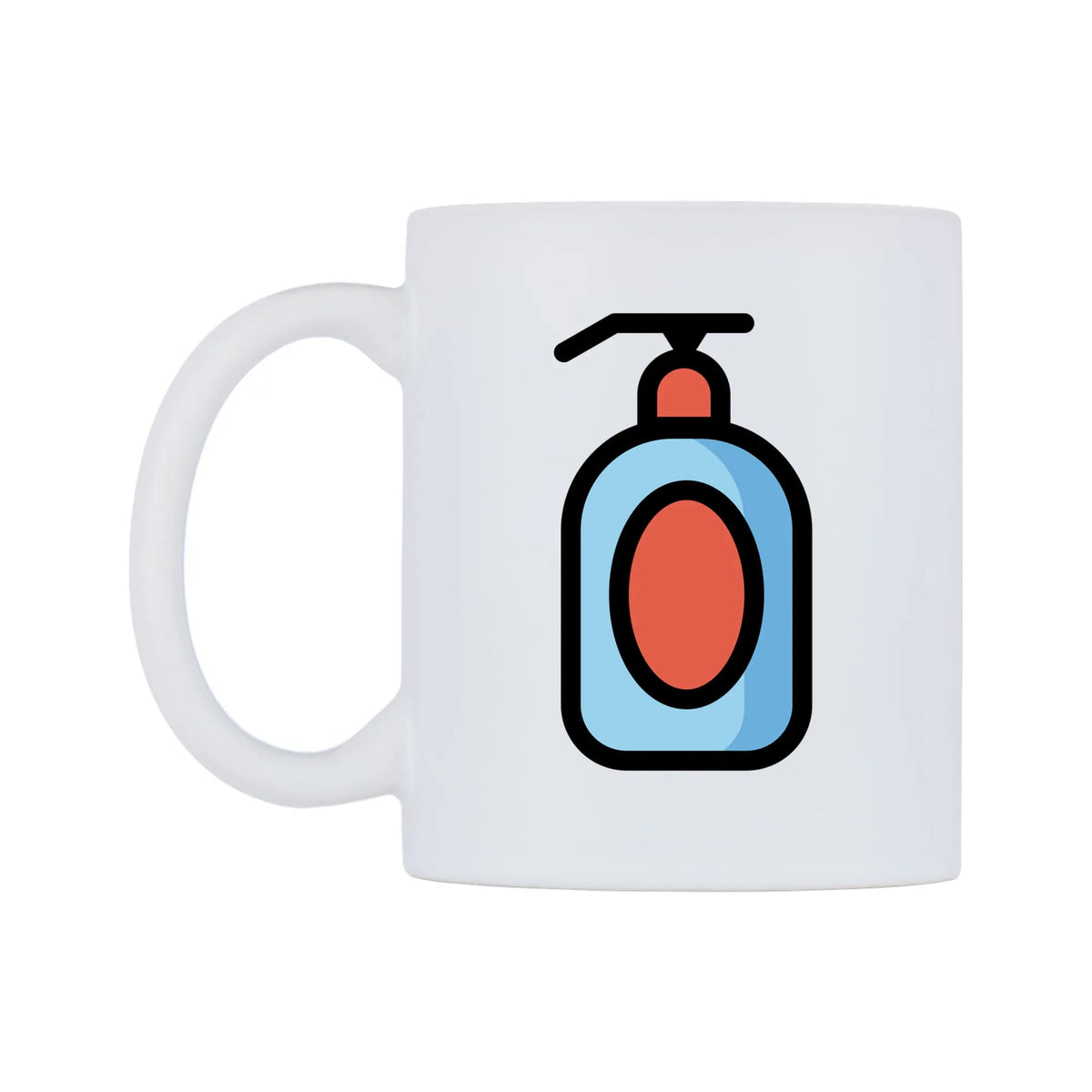 Lotion Bottle Emoji Mug — mug, right side, on a white background