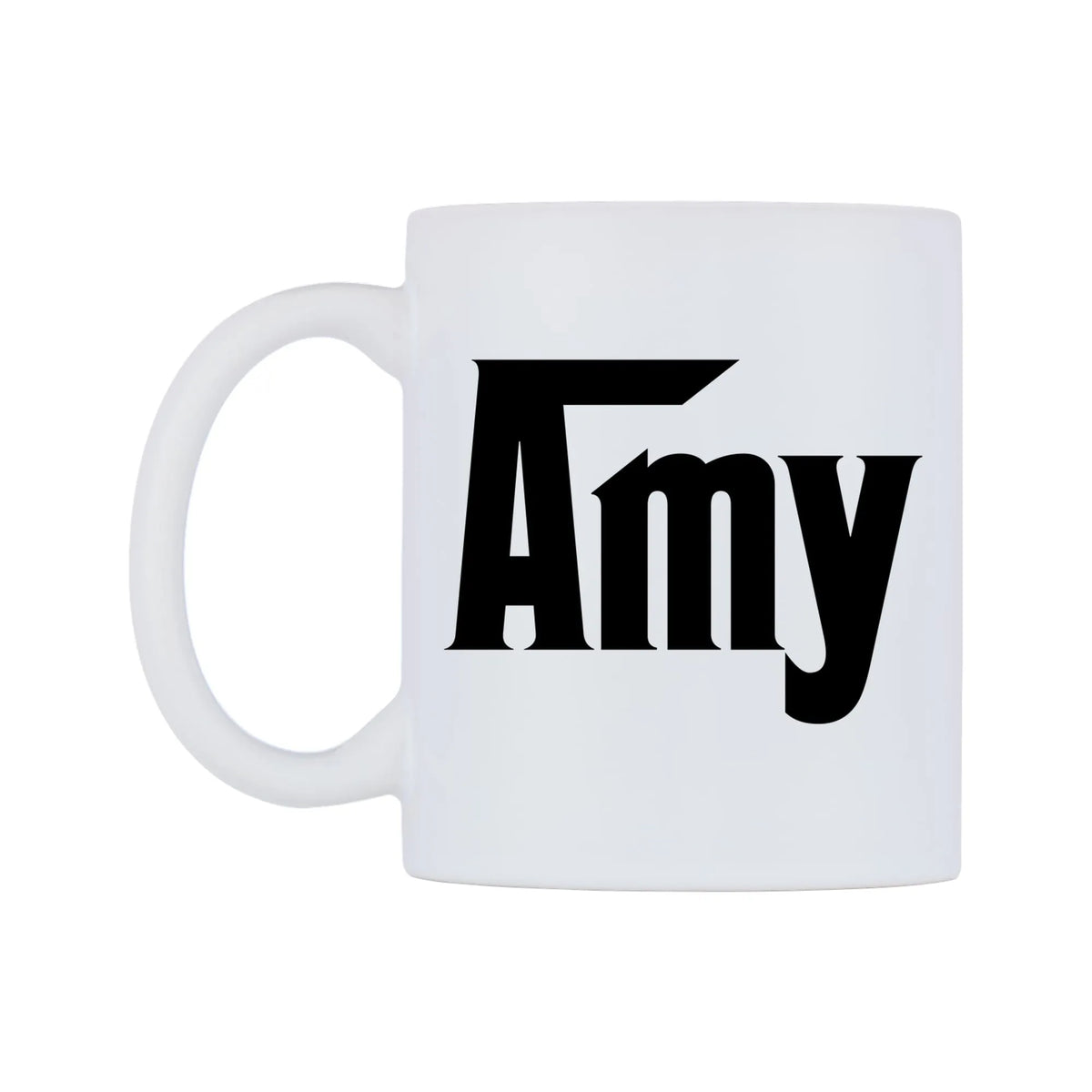 Amy - Godfather Themed Mug — white 11oz gloss mug, right side, on a white background