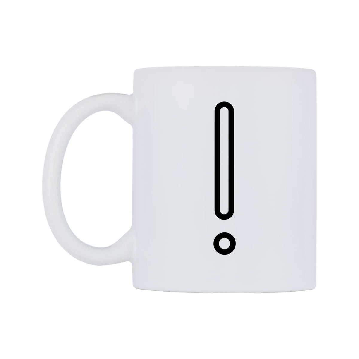 White Exclamation Mark Emoji Mug — mug, right side, on a white background