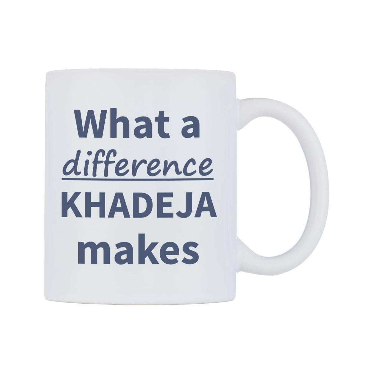 What a difference KHADEJA makes Mug — mug, left side, on a white background