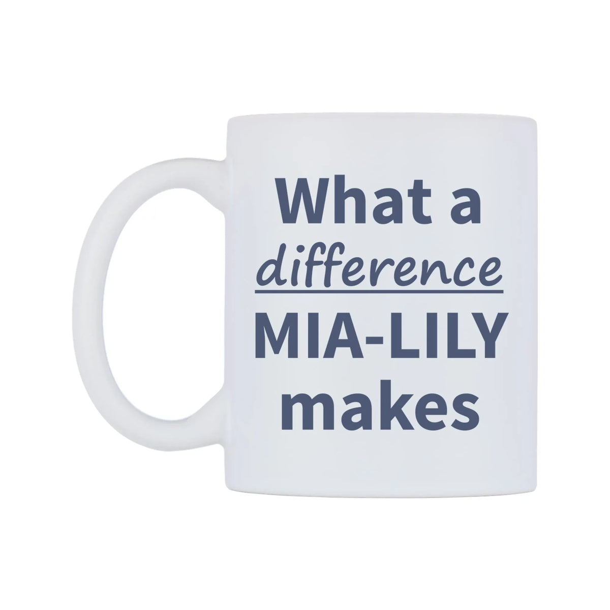 What a difference MIA-LILY makes Mug — mug, right side, on a white background