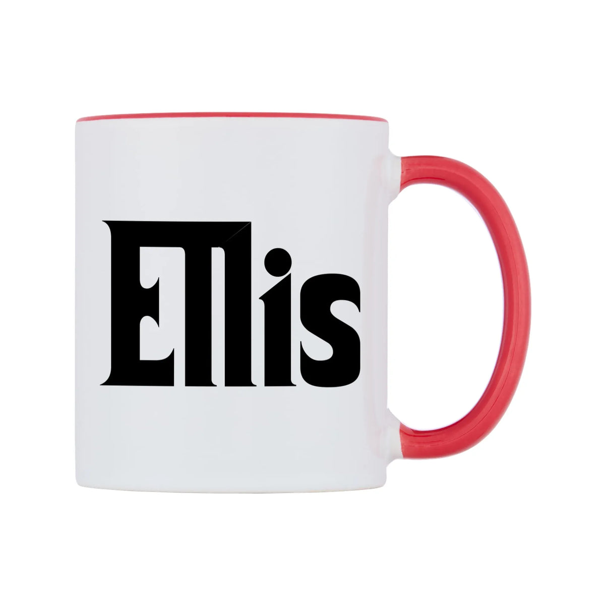 Ellis - Godfather Themed Mug — white 11oz gloss mug with a red inside and handle, left side, on a white background