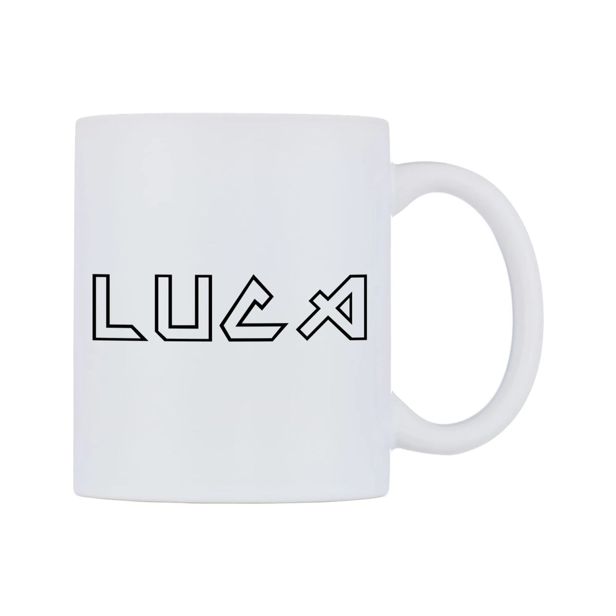 Luca - Iron Maiden Themed Mug — white 11oz gloss mug, left side, on a white background