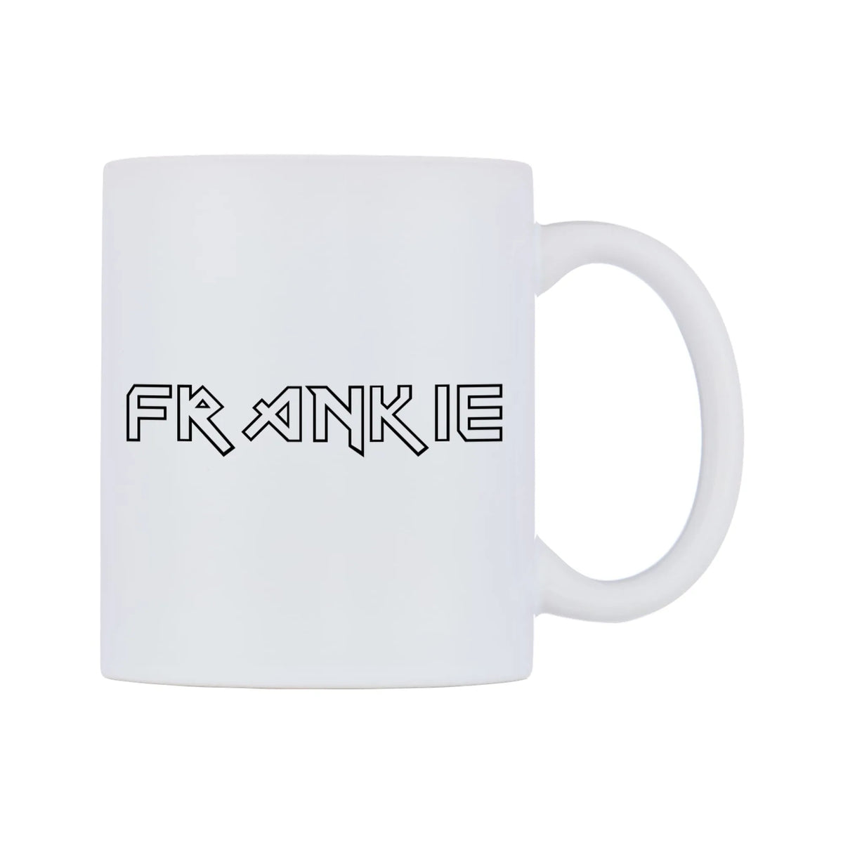 Frankie - Iron Maiden Themed Mug — white 11oz gloss mug, left side, on a white background