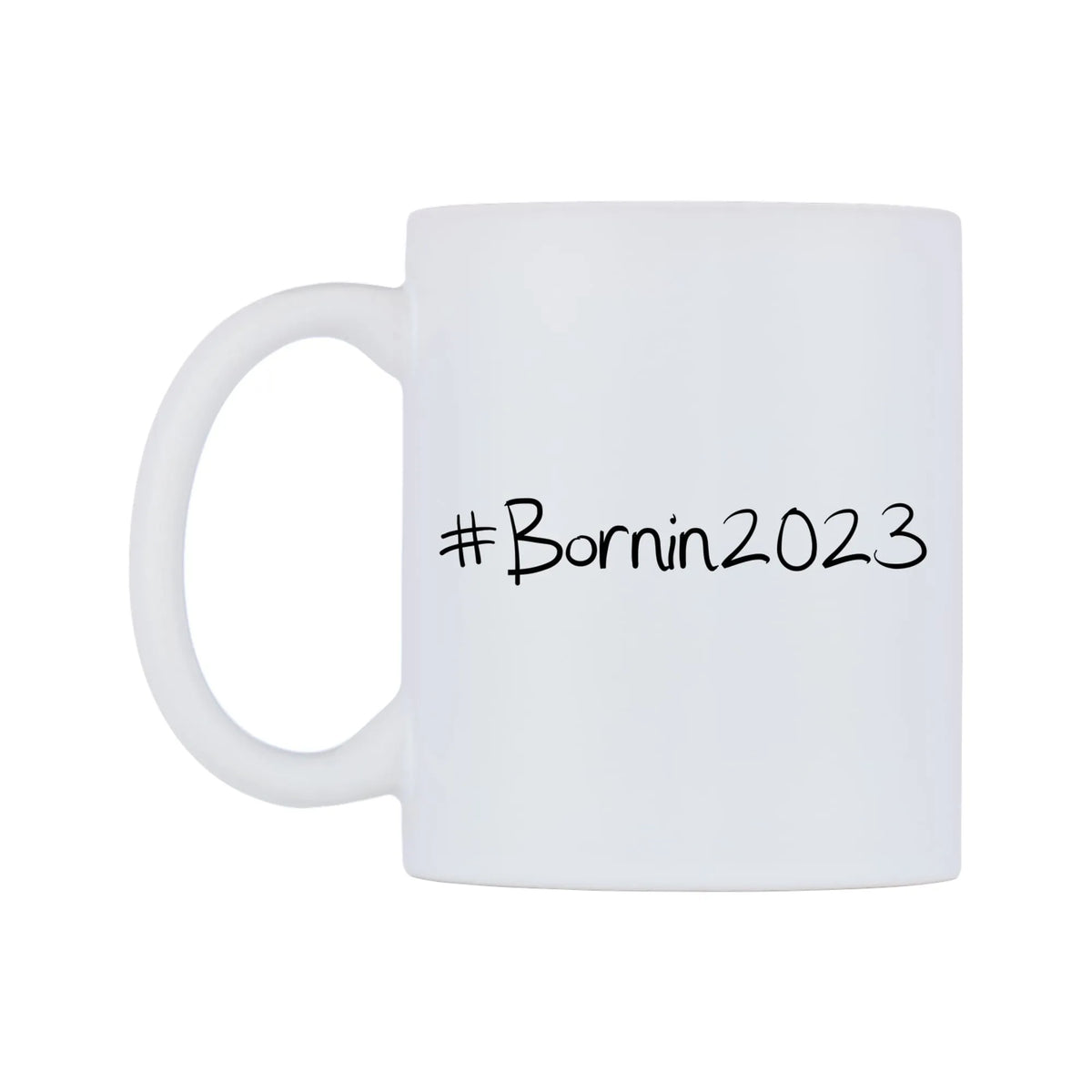 Bornin2023 Mug — mug, right side, on a white background
