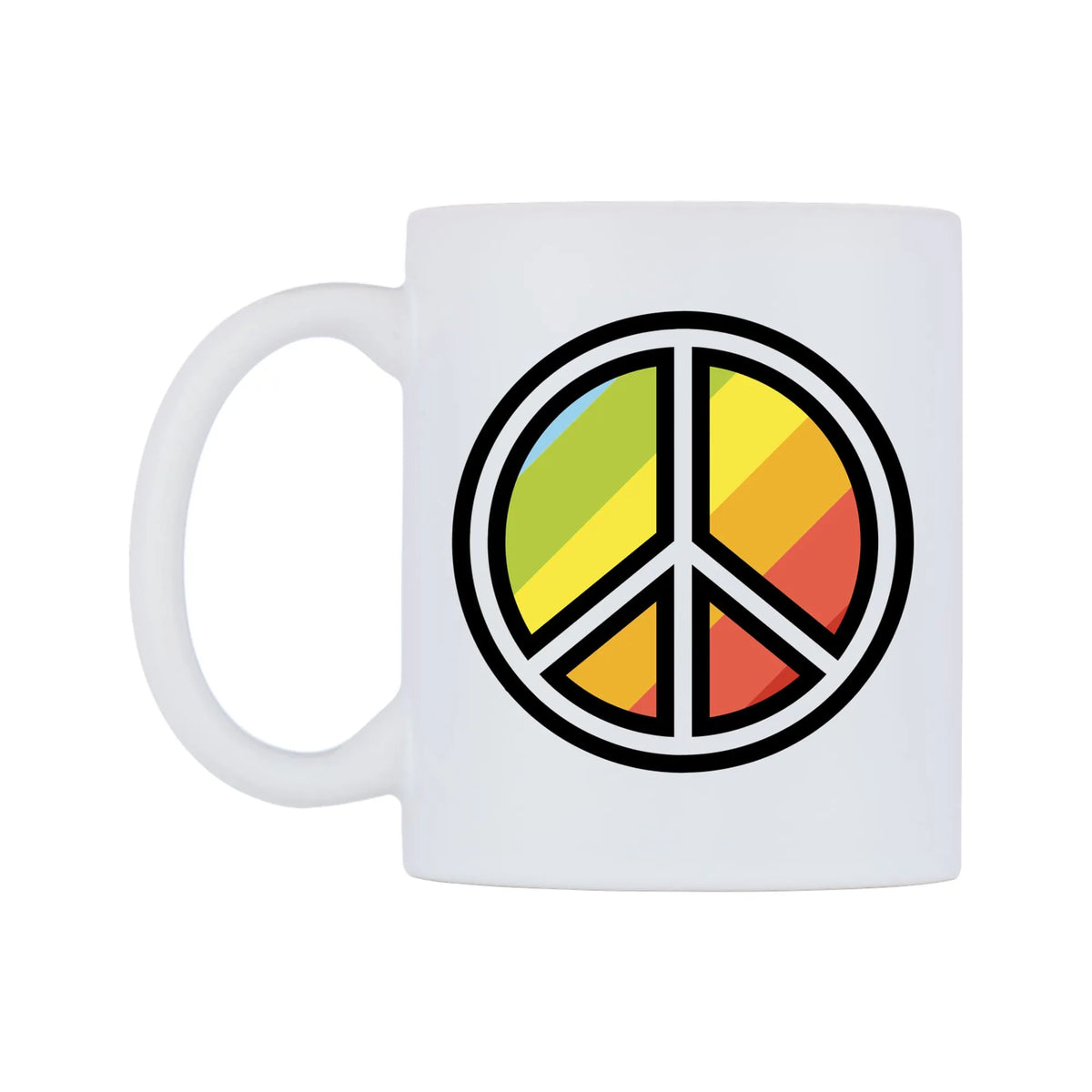 Peace Symbol Emoji Mug — mug, right side, on a white background