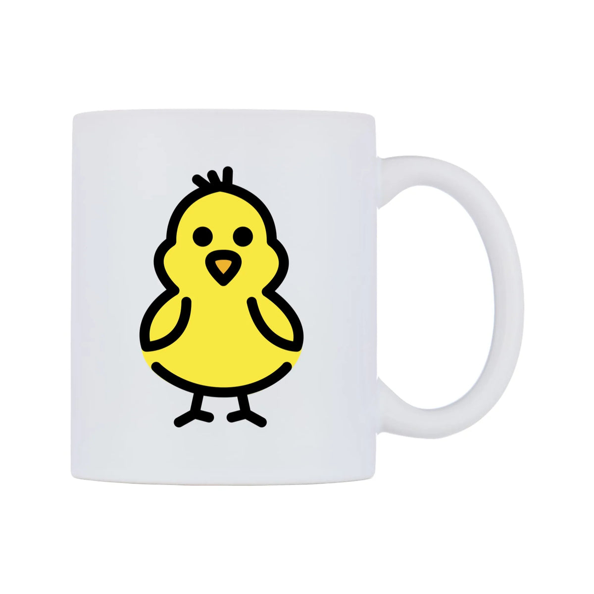 Front-Facing Baby Chick Emoji Mug — mug, left side, on a white background