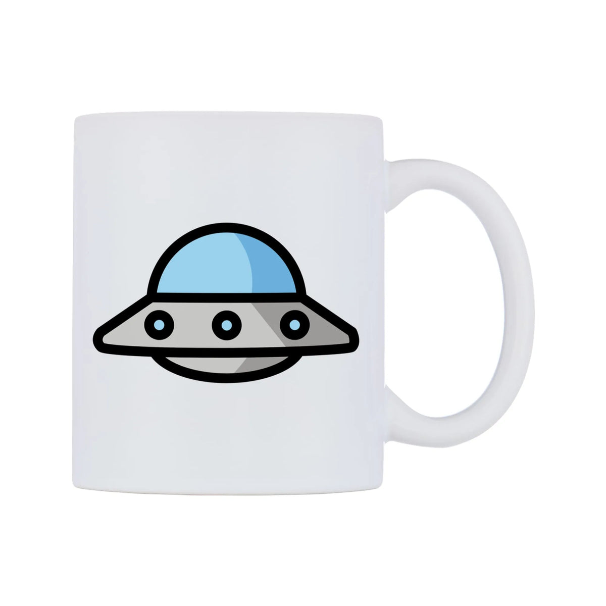 Flying Saucer Emoji Mug — mug, left side, on a white background