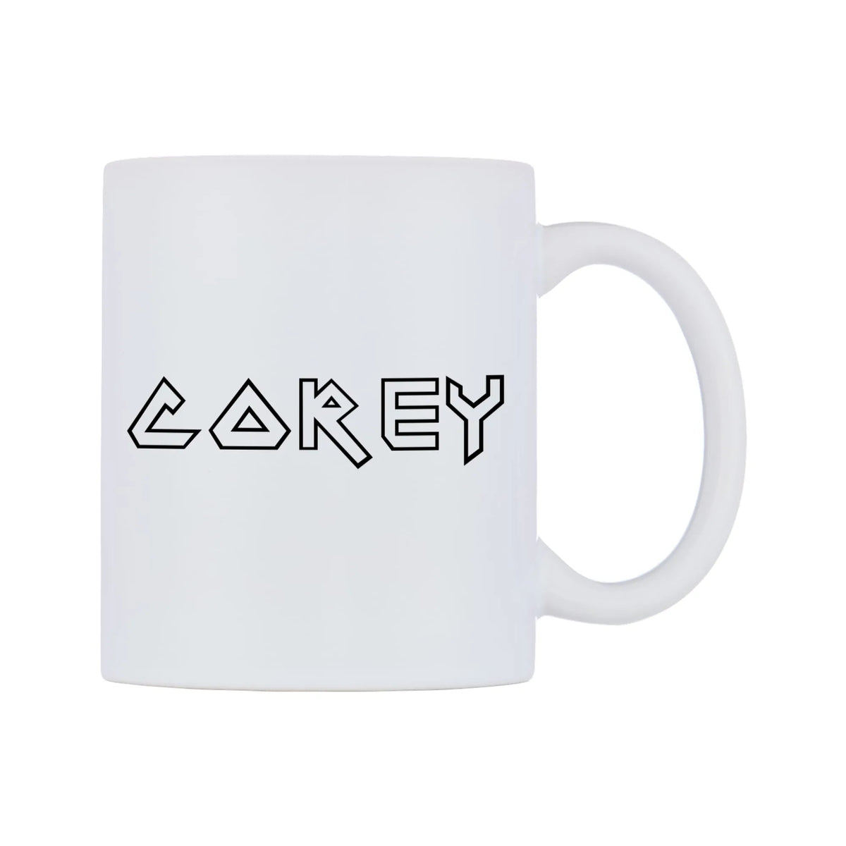 Corey - Iron Maiden Themed Mug — white 11oz gloss mug, left side, on a white background