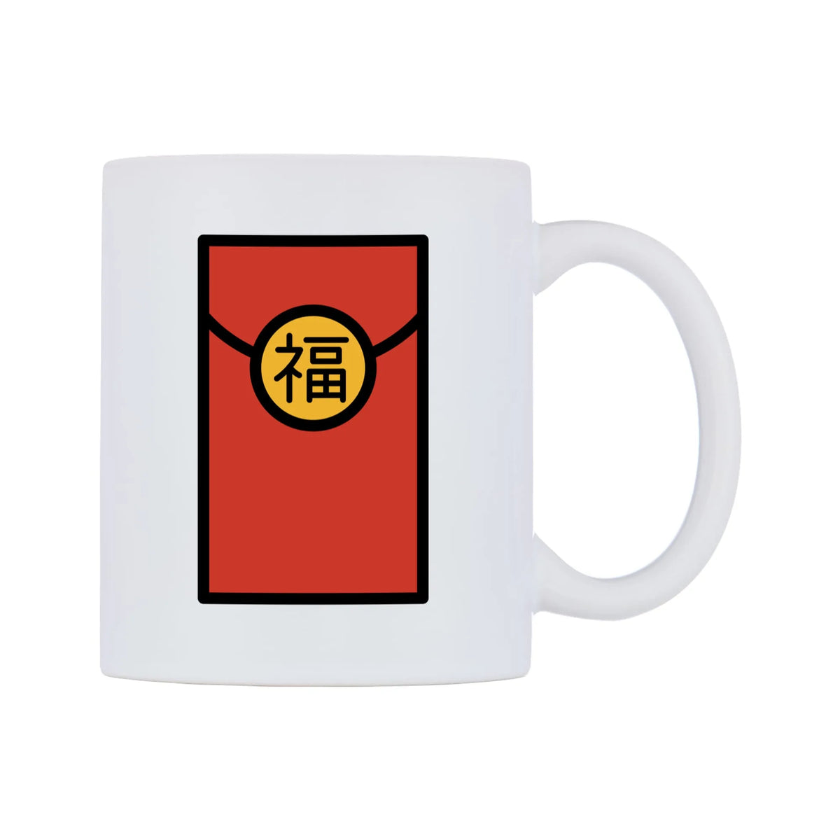 Red Envelope Emoji Mug — mug, left side, on a white background