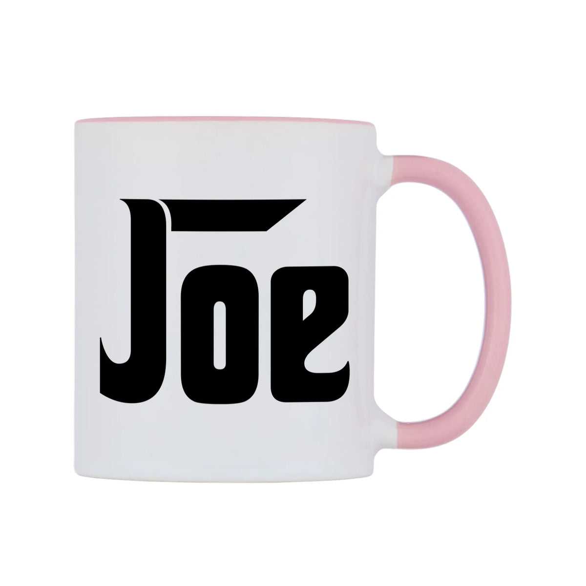 Joe - Godfather Themed Mug — white 11oz gloss mug with a pink inside and handle, left side, on a white background