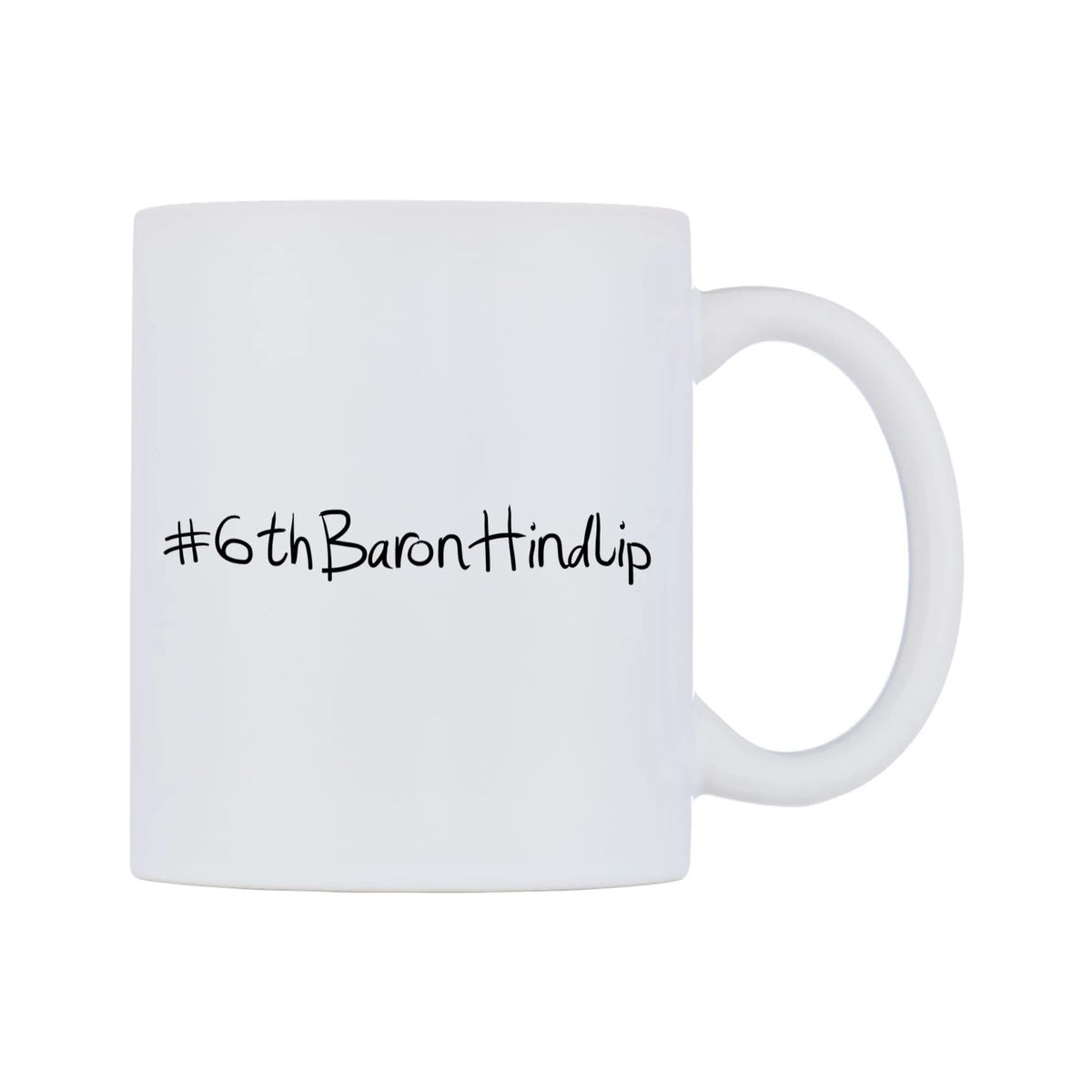 number 6thBaronHindlip Mug — mug, left side, on a white background