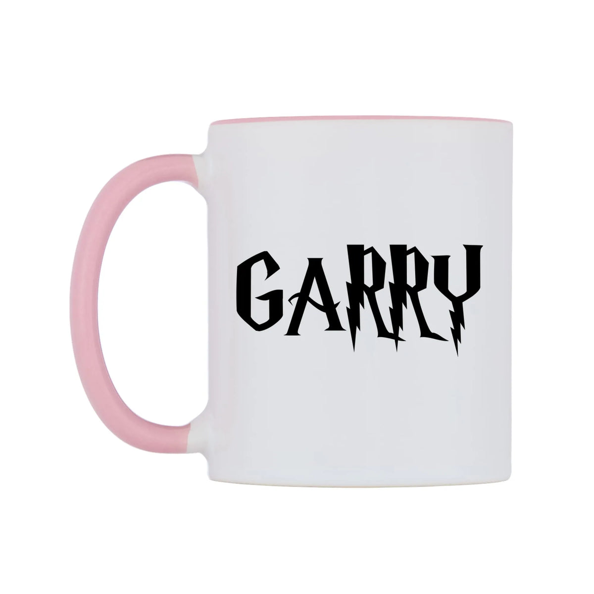 Garry - Wizard Themed Mug — white 11oz gloss mug with a pink inside and handle, right side, on a white background