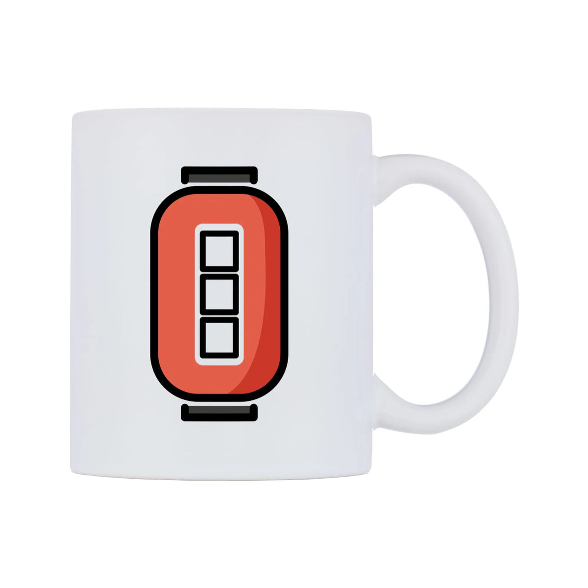 Red Paper Lantern Emoji Mug — mug, left side, on a white background