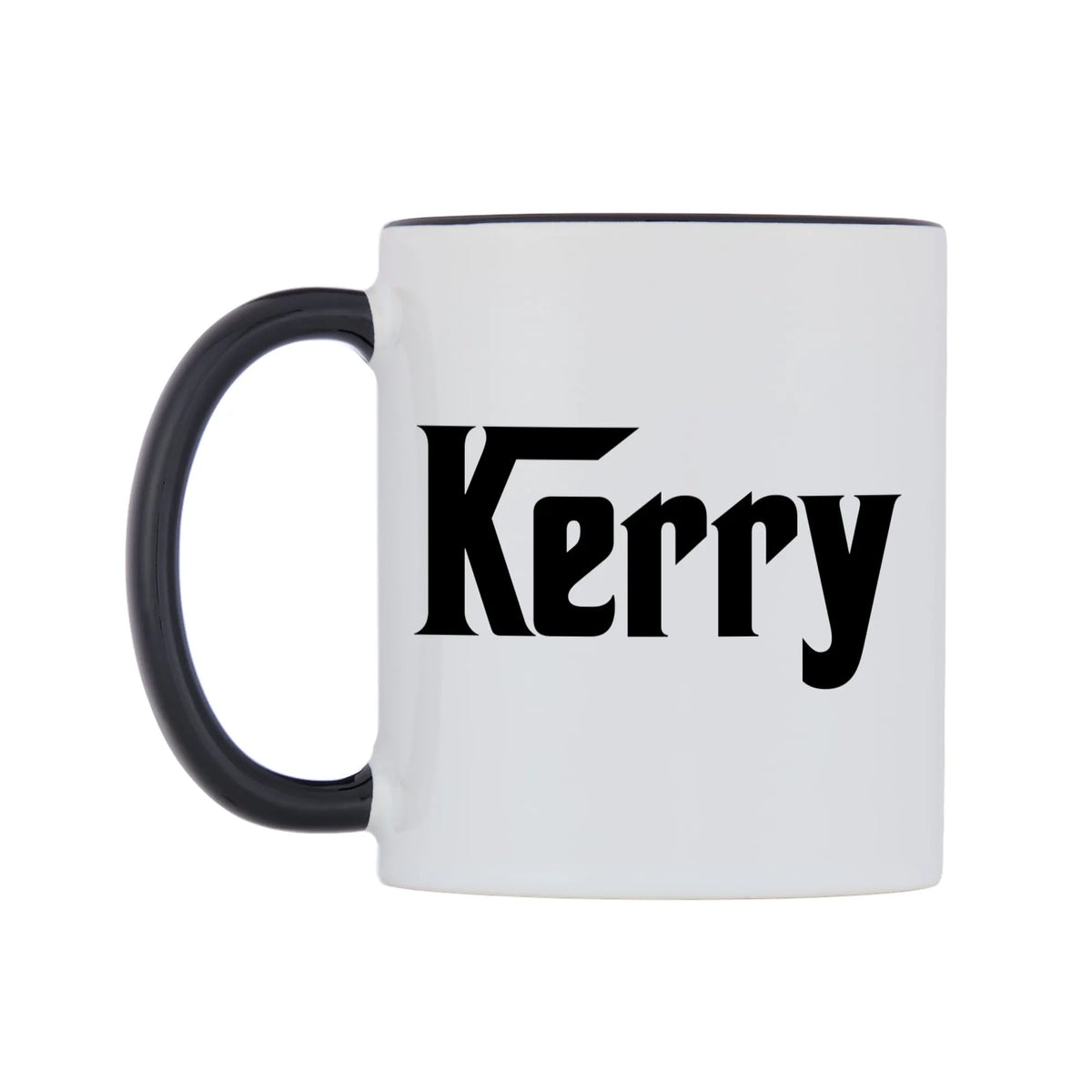 Kerry - Godfather Themed Mug — white 11oz gloss mug with a black inside and handle, right side, on a white background