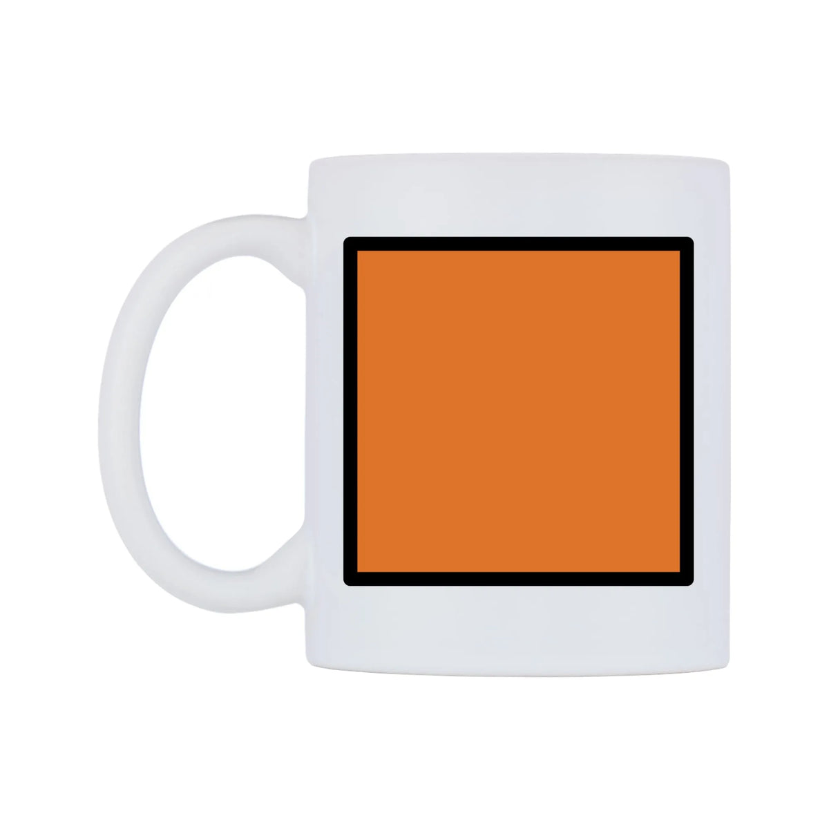 Orange Square Emoji Mug — mug, right side, on a white background