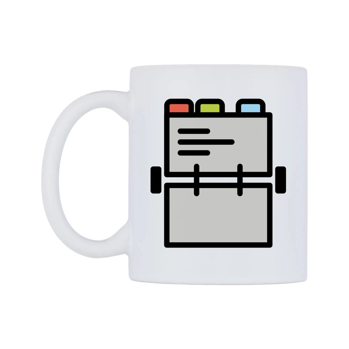 Card Index Emoji Mug — mug, right side, on a white background
