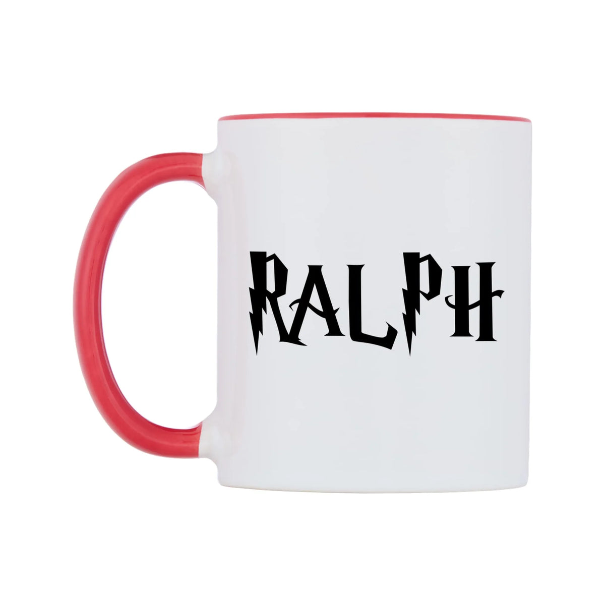 Ralph - Wizard Themed Mug — white 11oz gloss mug with a red inside and handle, right side, on a white background