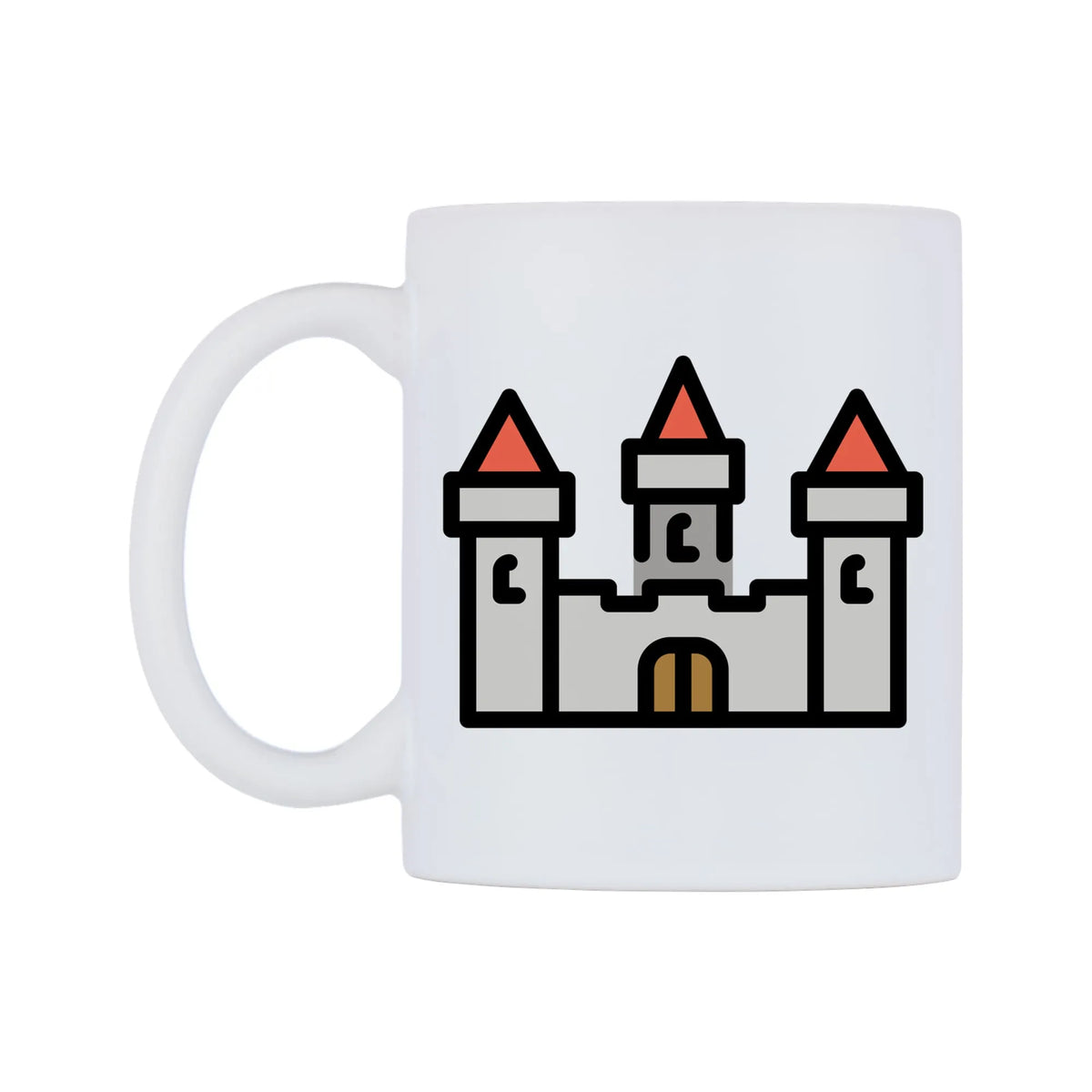 Castle Emoji Mug — mug, right side, on a white background