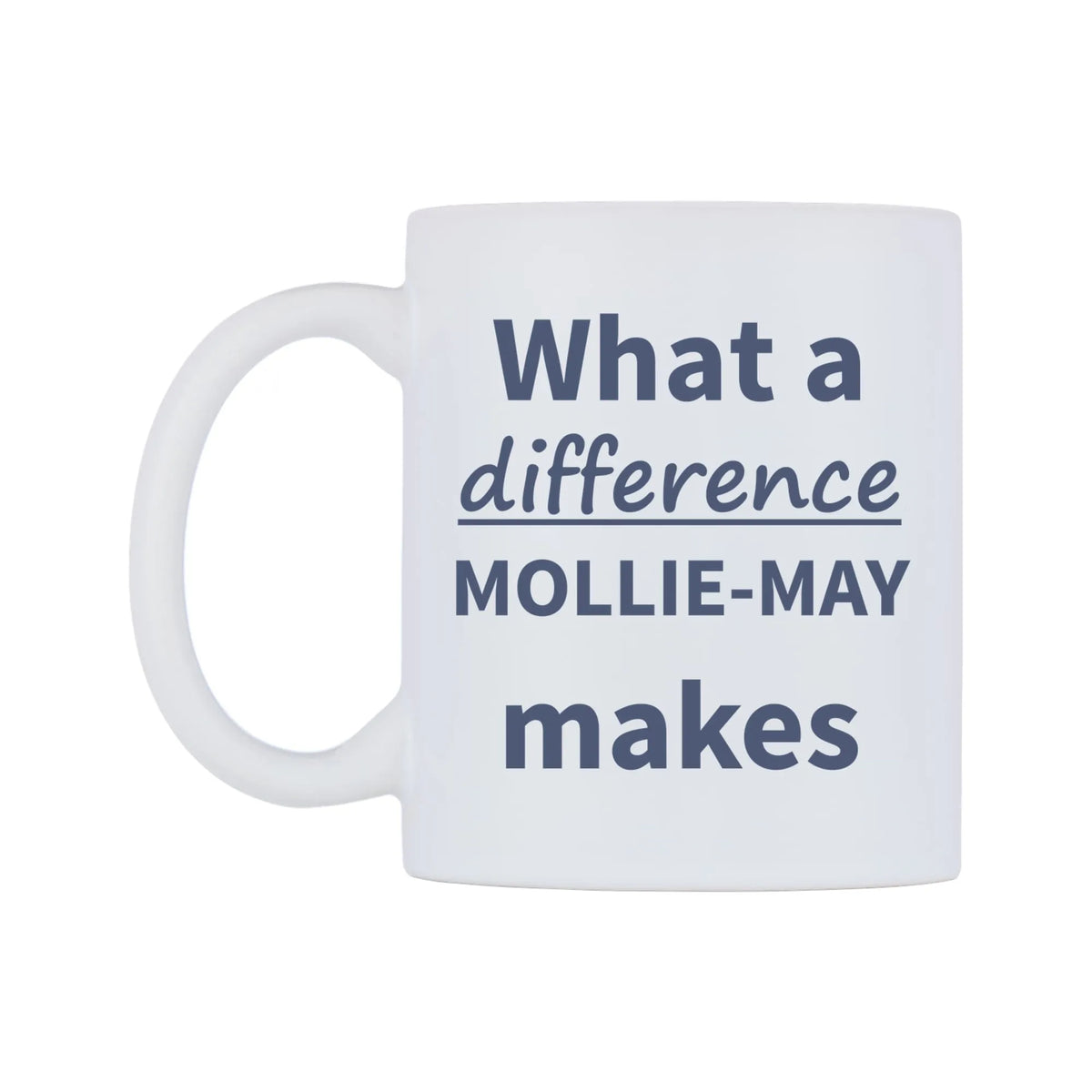 What a difference MOLLIE-MAY makes Mug — mug, right side, on a white background