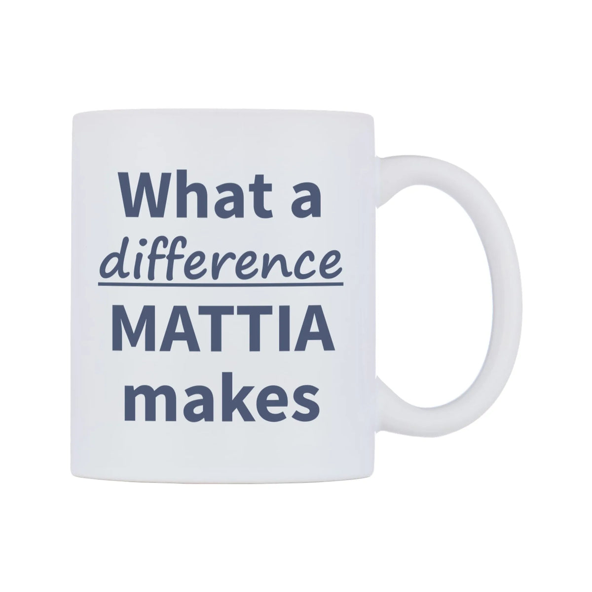 What a difference MATTIA makes Mug — mug, left side, on a white background