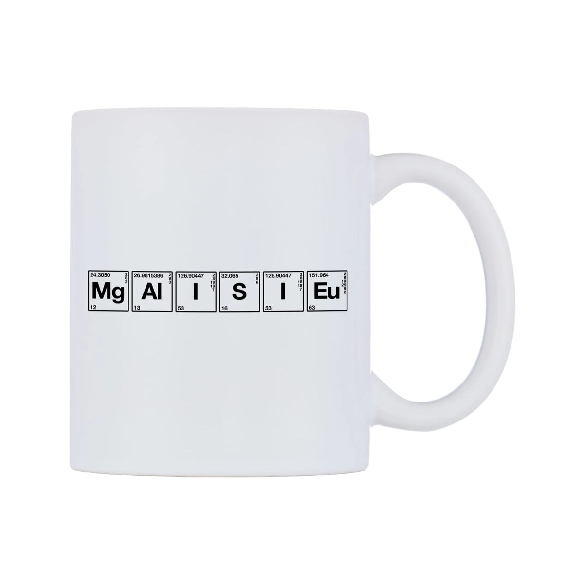 Maisie - Chemistry Themed Mug — mug, left side, on a white background