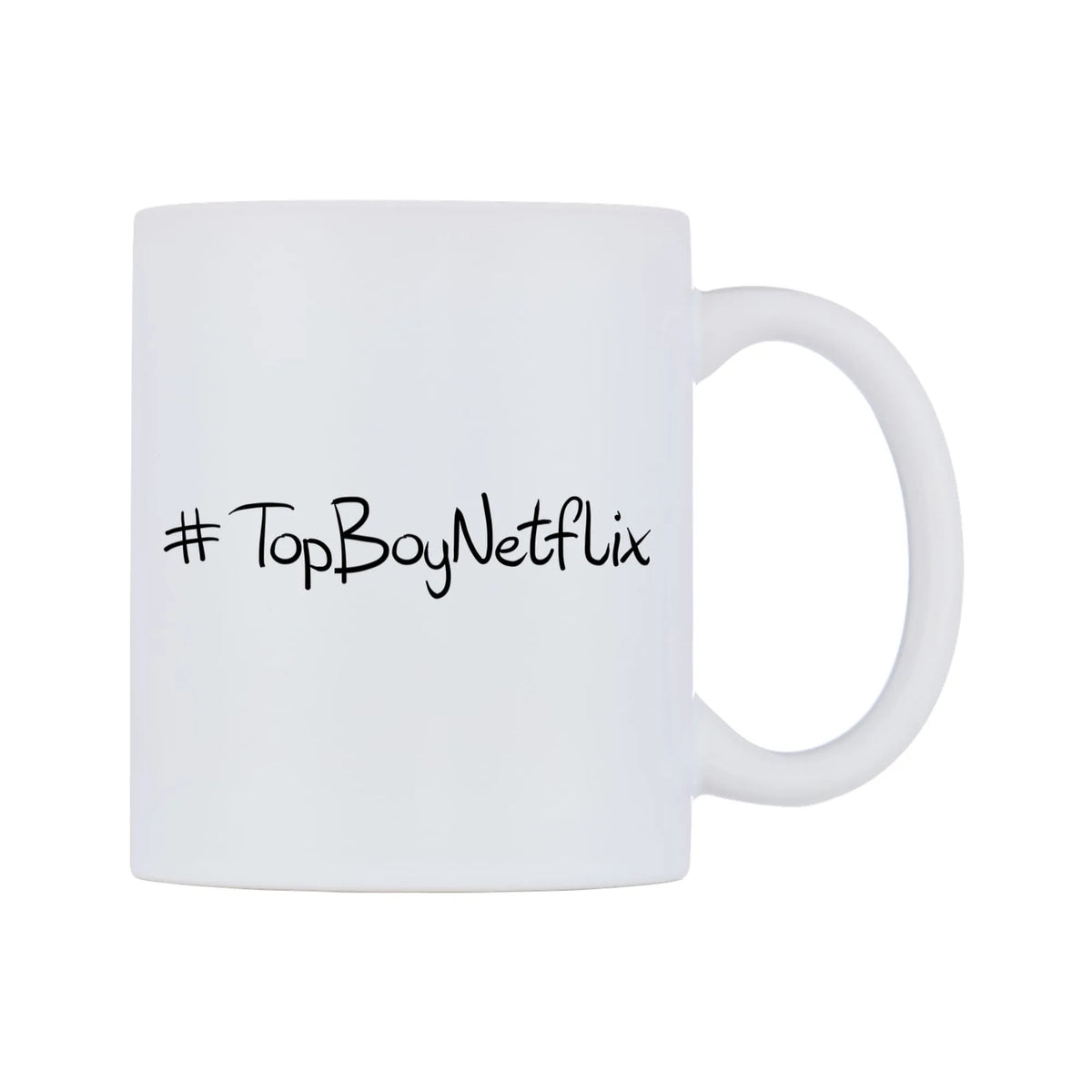 TopBoyNetflix Mug — mug, left side, on a white background
