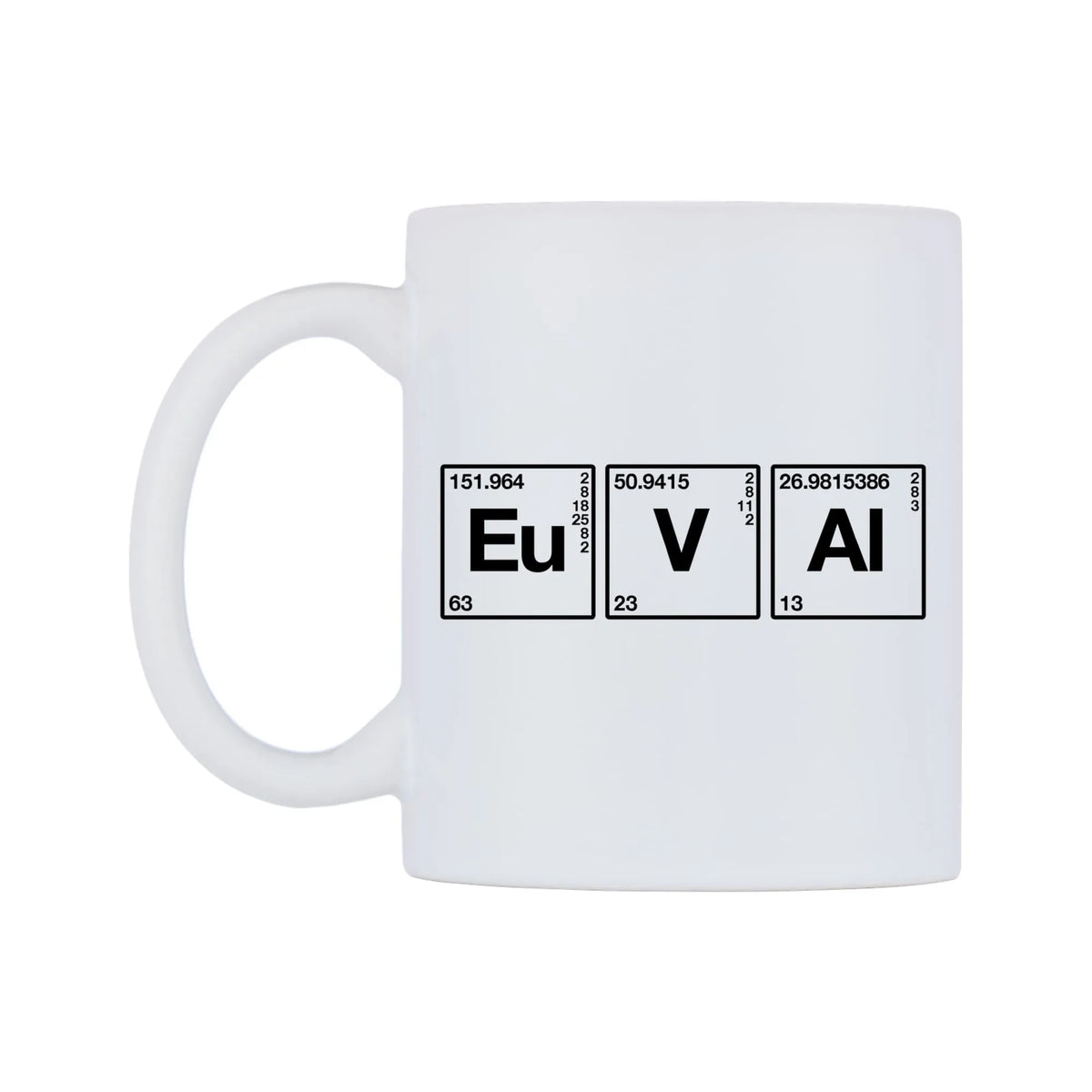 Eva - Chemistry Themed Mug — mug, right side, on a white background