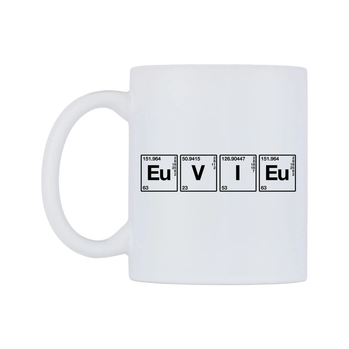 Evie - Chemistry Themed Mug — mug, right side, on a white background