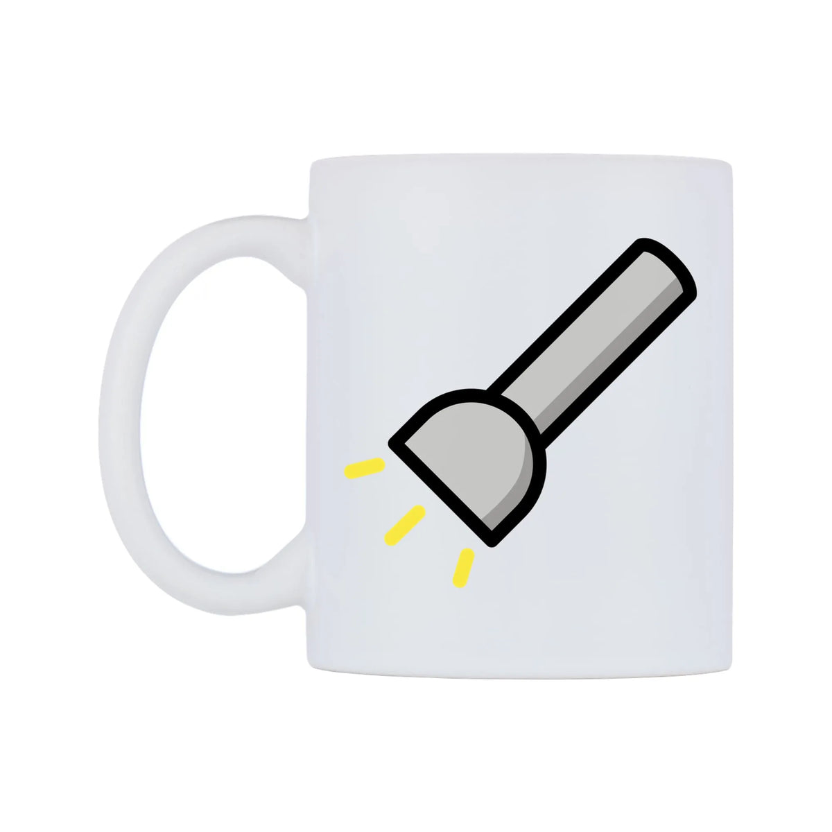 Flashlight Emoji Mug — mug, right side, on a white background