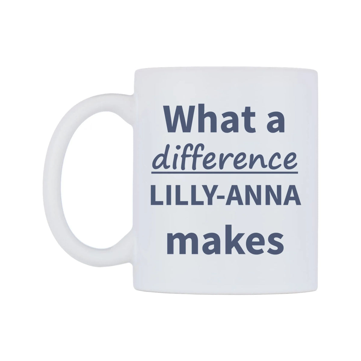 What a difference LILLY-ANNA makes Mug — mug, right side, on a white background