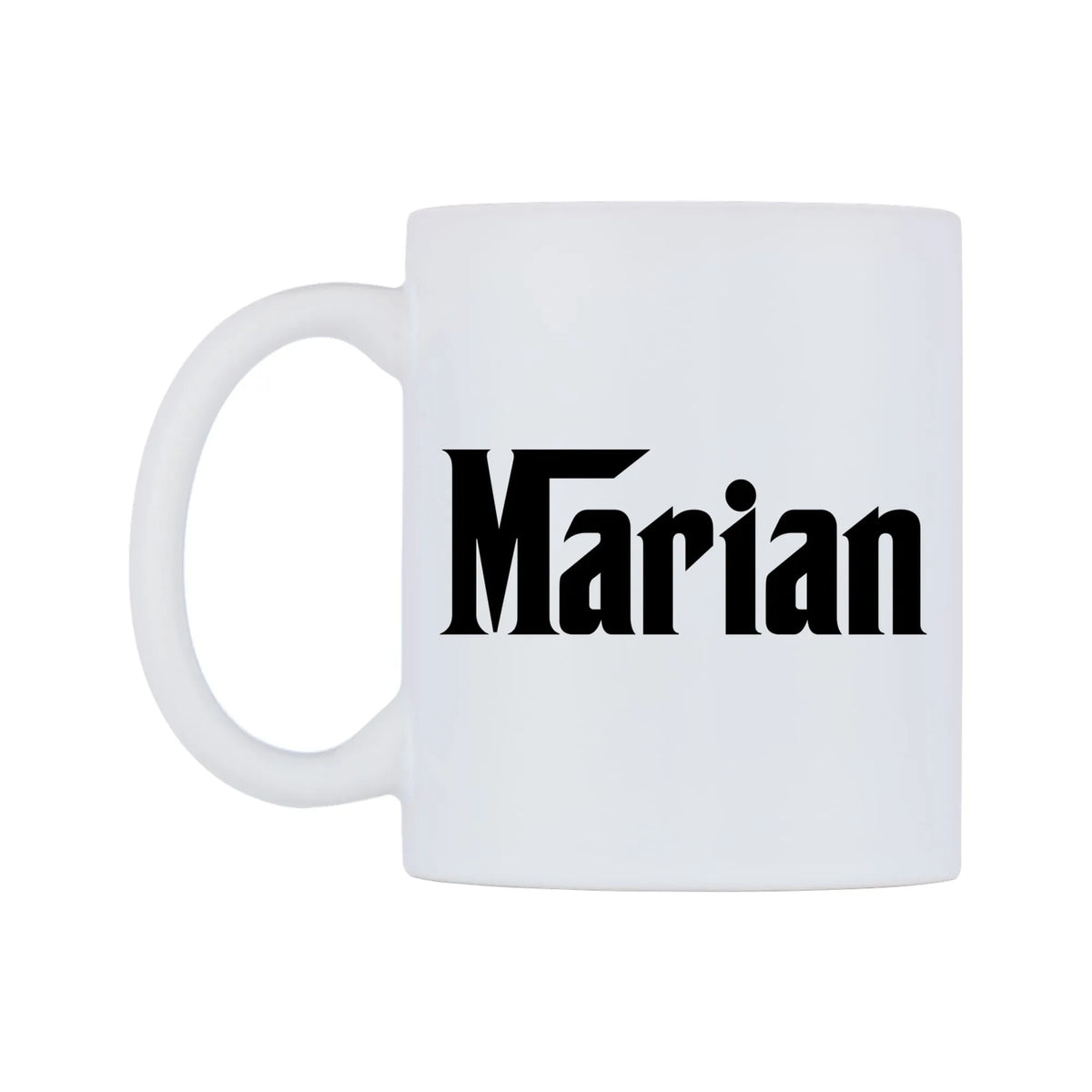 Marian - Godfather Themed Mug — mug, right side, on a white background