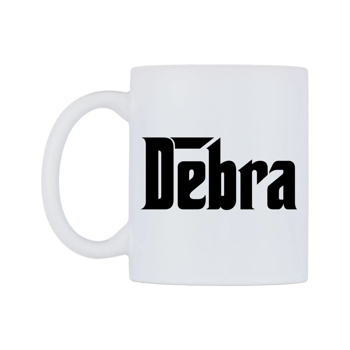 Debra - Godfather Themed Mug — white 11oz gloss mug, right side, on a white background