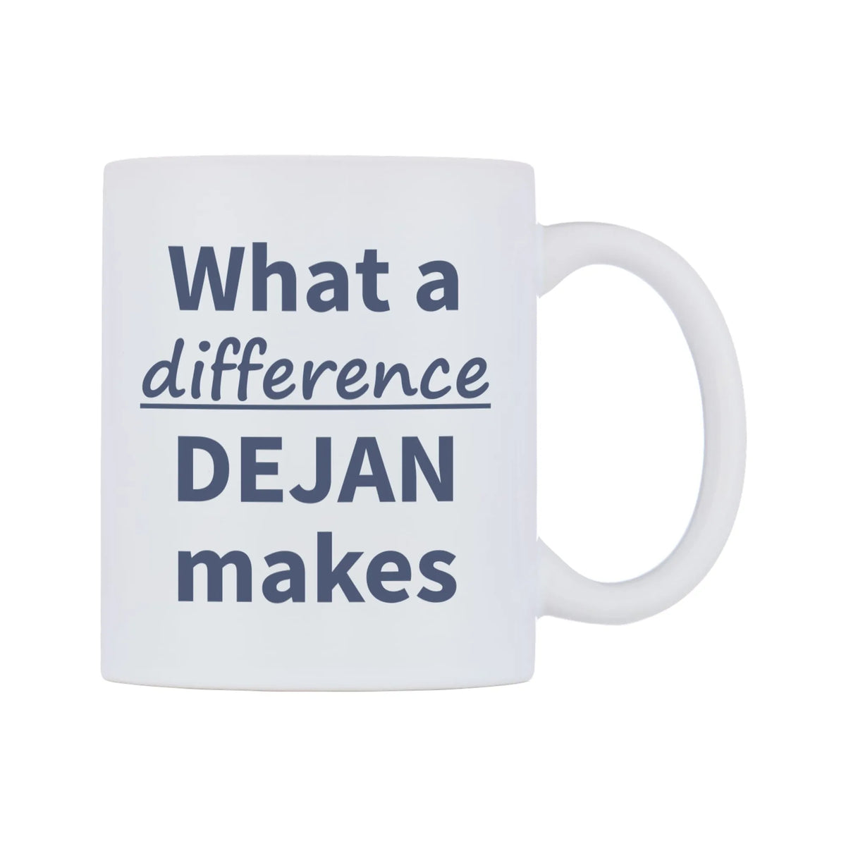 What a difference DEJAN makes Mug — mug, left side, on a white background