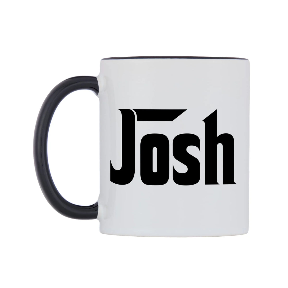 Josh - Godfather Themed Mug — white 11oz gloss mug with a black inside and handle, right side, on a white background