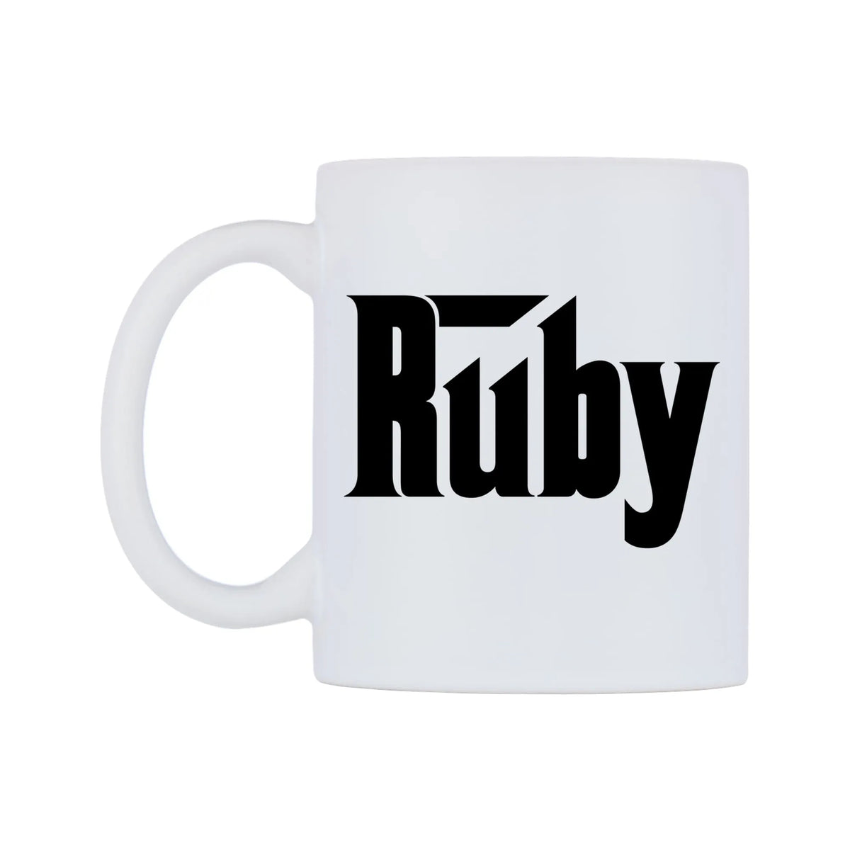 Ruby - Godfather Themed Mug — white 11oz gloss mug, right side, on a white background