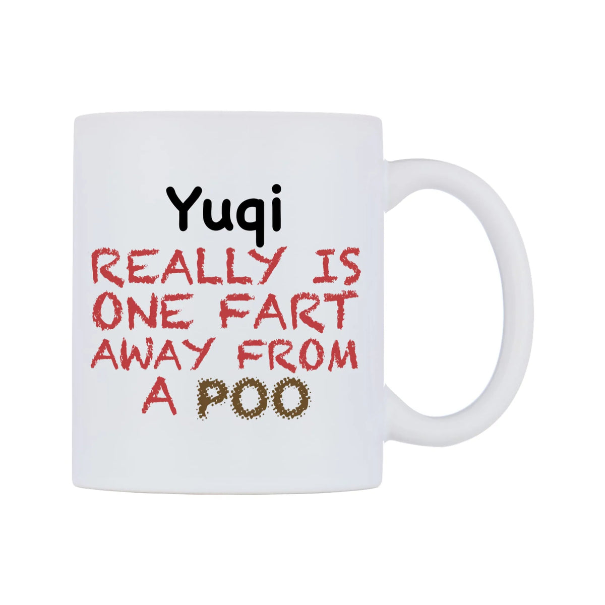 Yuqi Really is ONE Fart Away from A Poo Mug — mug, left side, on a white background