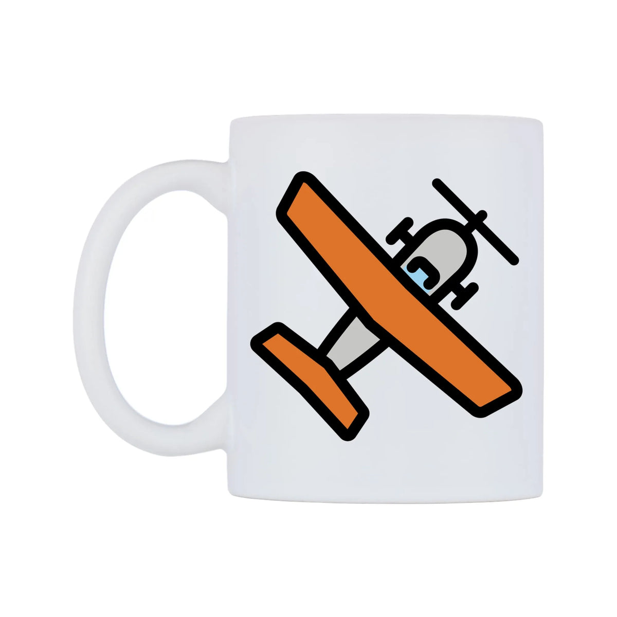 Small Airplane Emoji Mug — mug, right side, on a white background
