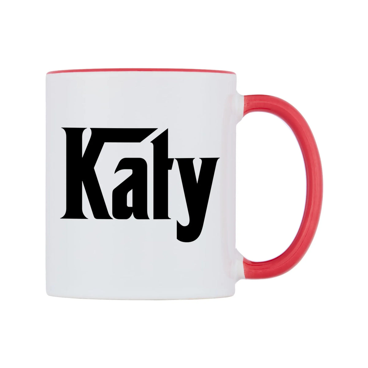 Katy - Godfather Themed Mug — white 11oz gloss mug with a red inside and handle, left side, on a white background