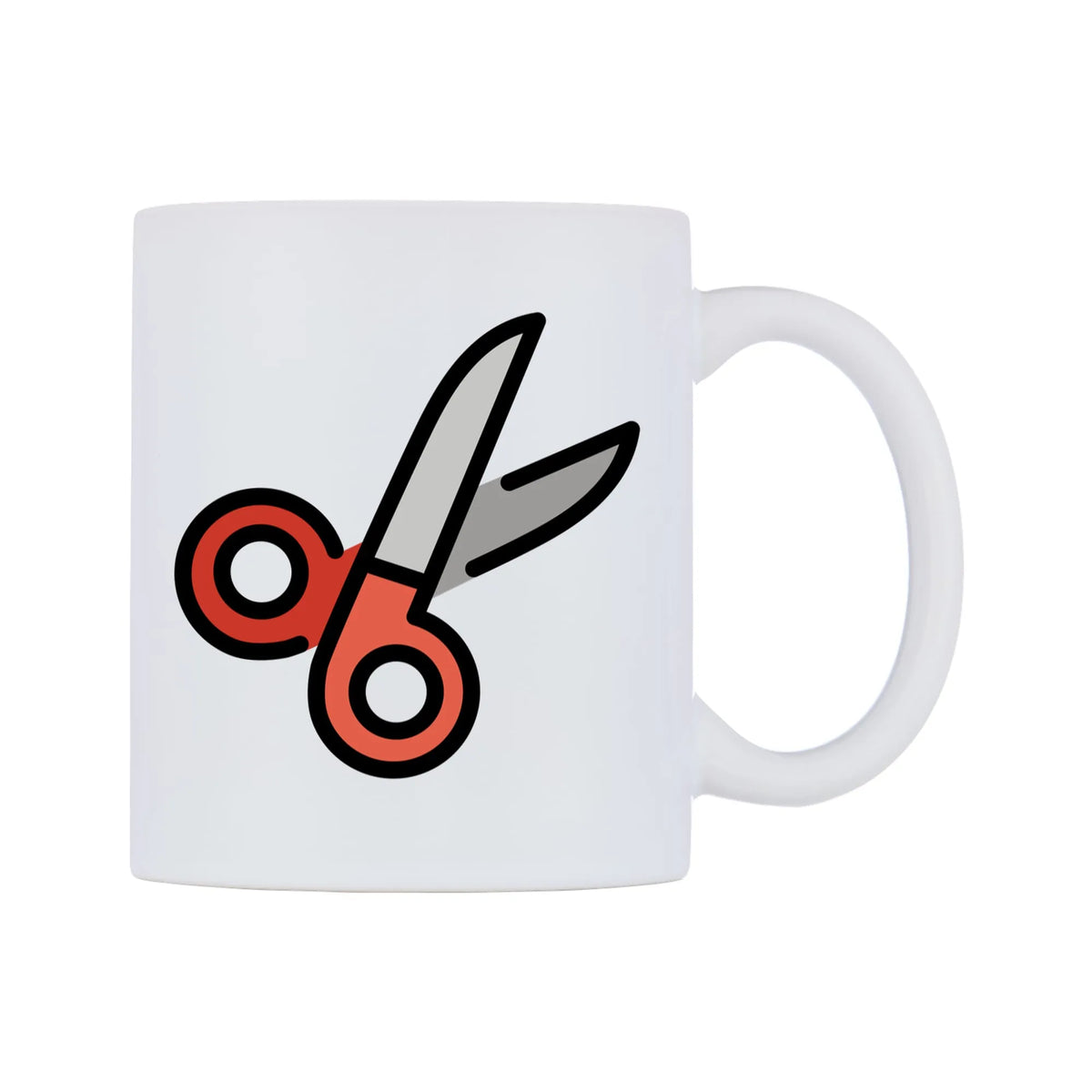 Scissors Emoji Mug — mug, left side, on a white background