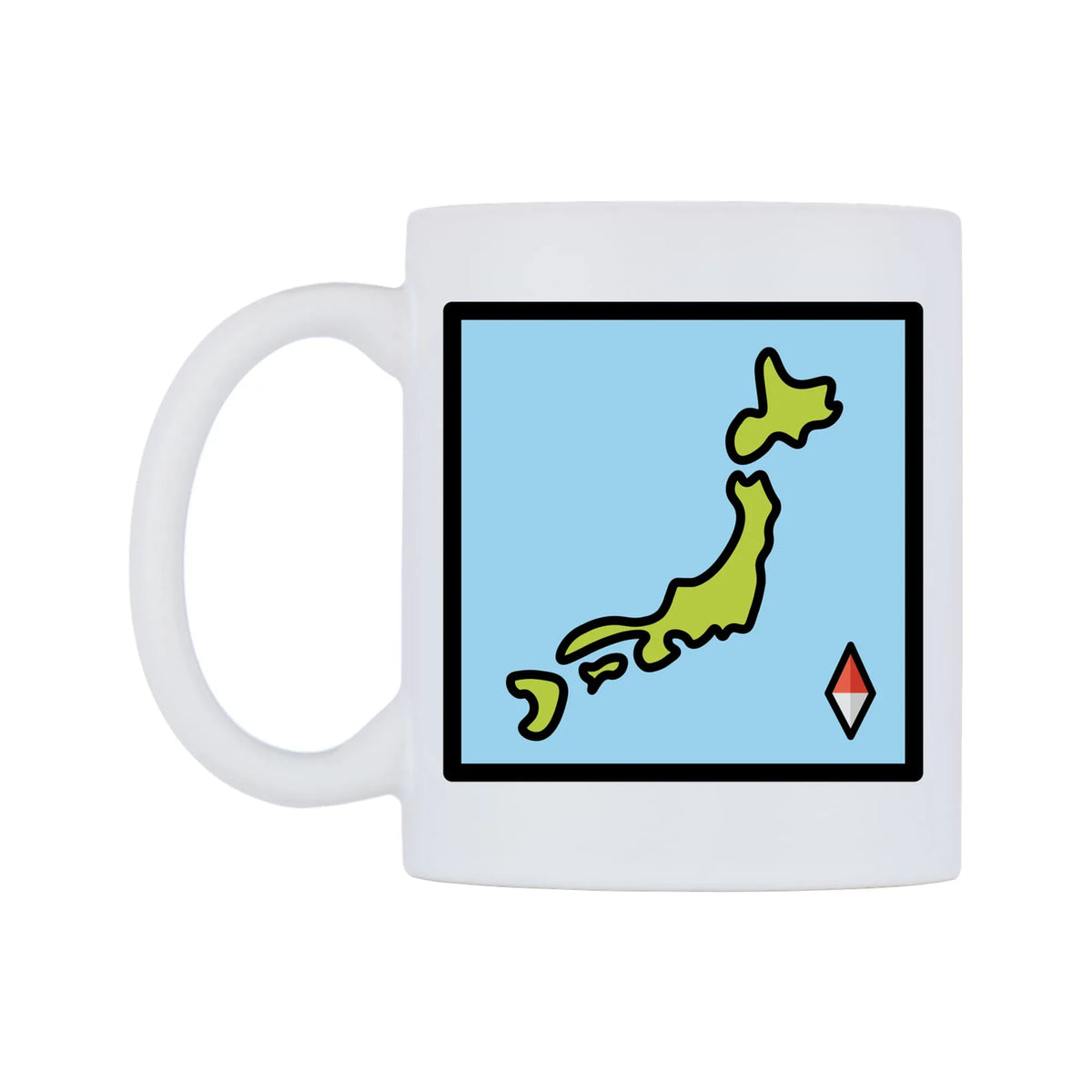 Map Of Japan Emoji Mug — mug, right side, on a white background
