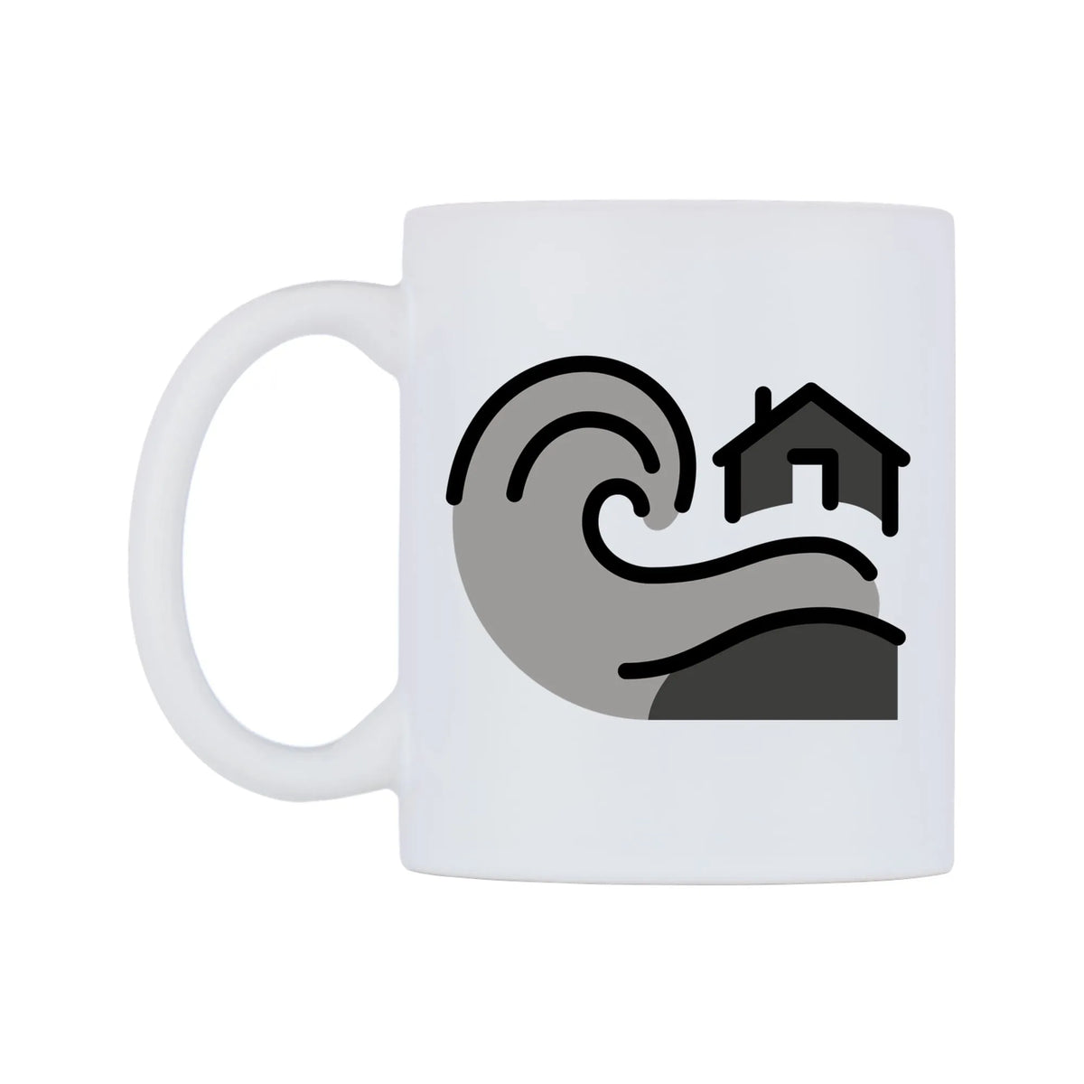 Tsunami Emoji Mug — mug, right side, on a white background