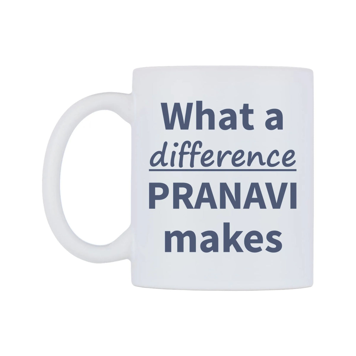 What a difference PRANAVI makes Mug — mug, right side, on a white background